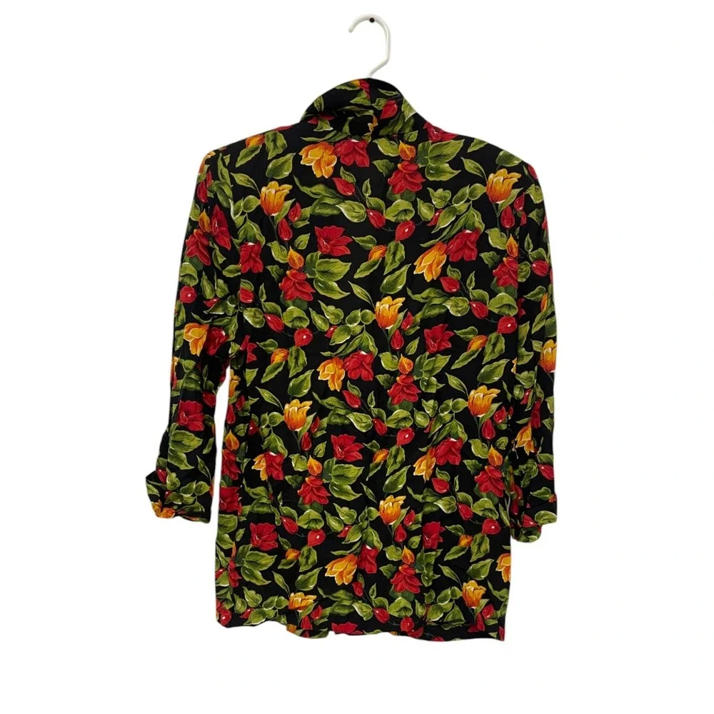 Sag Harbor Multicolor Floral Long Sleeve One-Button Blazer Jacket Womens Size 12